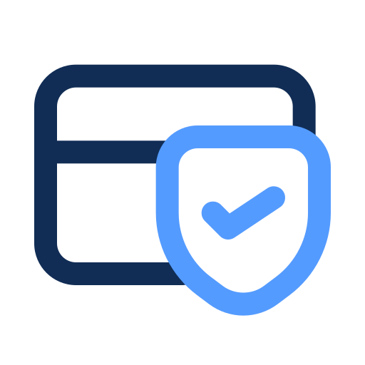 Linija kartice tamno plave boje a pored nje štit sa svetlo plavom bojom i znakom tačno i centru.